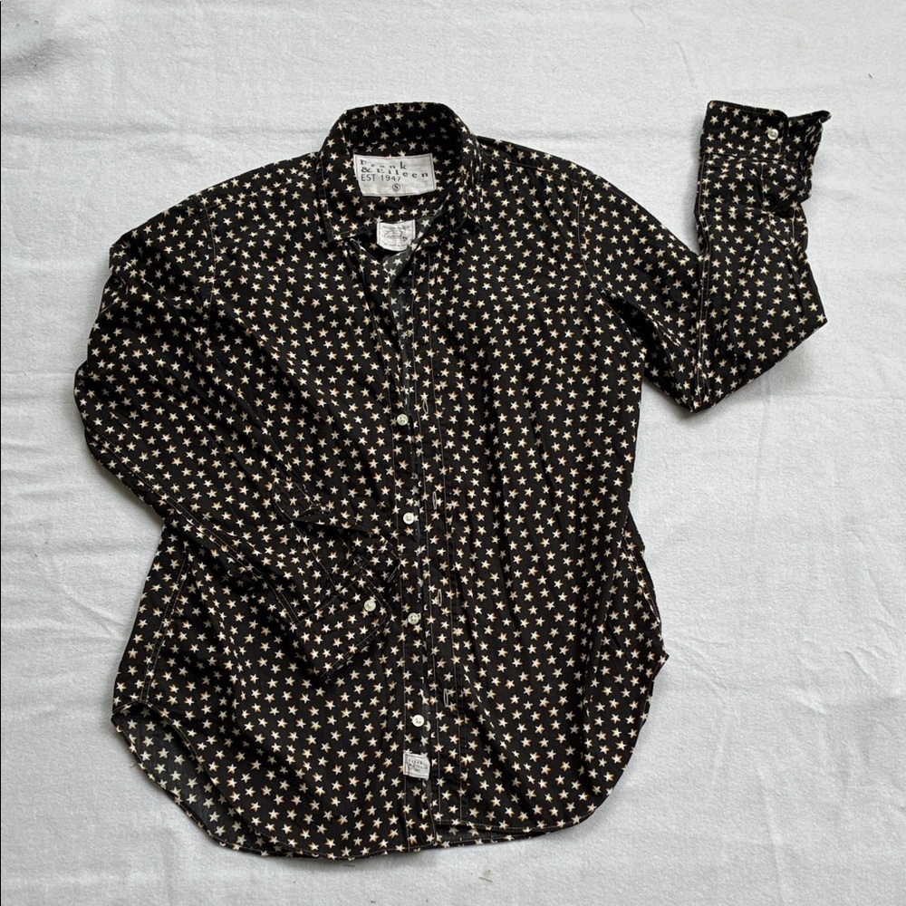 Frank & Eileen Black Star Pattern Button Up - image 2